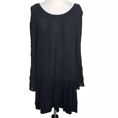 Monoreno Crochet Dress Rayon Goth Boho Long Sleeve Pullover Womens Sz Large • $19.79