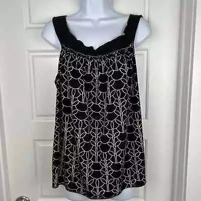 Max Edition Blouse Size M Black And White Print Sleeveless Scoopneck Top • $10