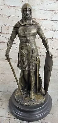 Exquisite European Mid Century Casting Bronze Knight Statue Figurine Figure Sale • $459