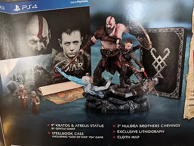 God Of War Stone Mason Collectors Edition Kratos & Atreus Statue & Cloth Map • $100