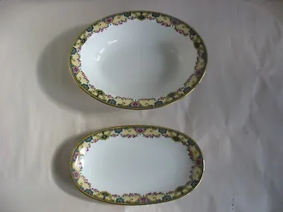 C Ahrenfeldt Limoges France Depose  Pink Rose Swags AHR9 Bowl & Relish Dish • $19