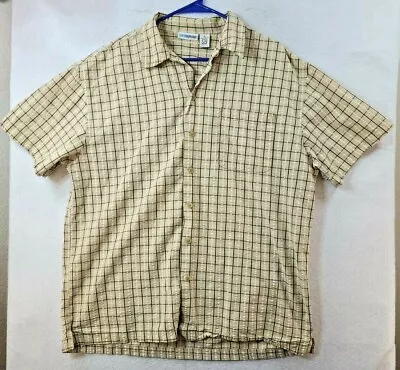 Canyon River Blues Mens XL Beige Plaid Short Sleeve Button Front Shirt   • $13.49