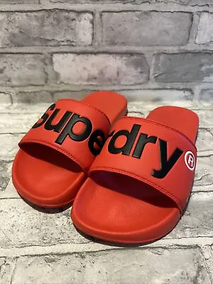 Superdry Sliders Mens Or Boys Red Size S UK 6/7 Worn For One Day Only • £9.99