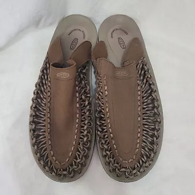 Keen Uneek Slide Slip On Shoes Men's 14 Brown Sandles Leather Rope Cord Weave • $35.99