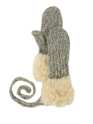 $15.99 • Buy American Rag Women's FauxFur Cable Knit String Mittens (One Size, Heather Grey)