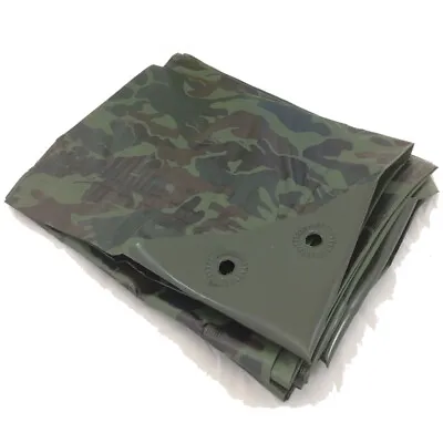 2.4m X 3m Green Camouflage Camo XT Tarpaulin Heavy Duty Tarp Ground Sheet • £11.03
