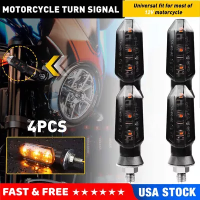 4x Black Mini LED Motorcycle Turn Signals Indicator Amber Blinker Light Lamp USA • $9.99