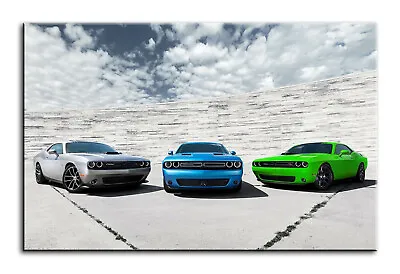 Large Wall Art Canvas Print Of Dodge Challenger Cars Framed • £27.99