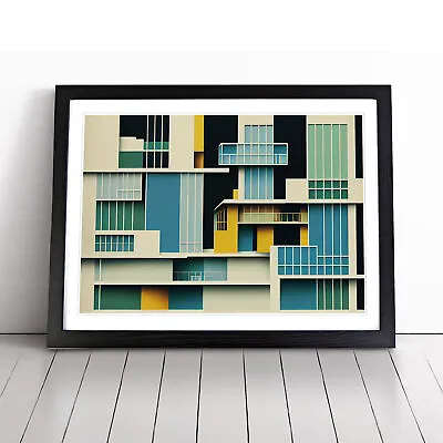 £14.95 • Buy Modern Bauhaus Architecture Abstract Framed Wall Art Poster Print Canvas Picture