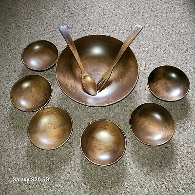 Vintage Wooden Salad Bowl Set Made In Taiwan • $32.50