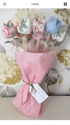 £14 • Buy Bouquet Of 10 Handmade Cath Kidston Flowers -Tissue Wrap & Free Personalised Tag
