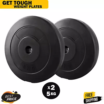 2x 5KG Barbell Weight Plates Standard Home Gym Press Fitness Exercise Rubber AUS • $28.95