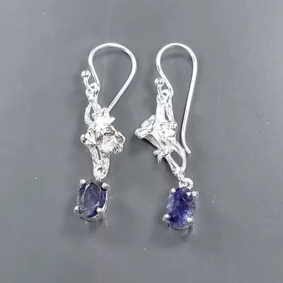 Fine Art Jewelry Iolite Earrings 925 Sterling Silver /E109979 • £7.91