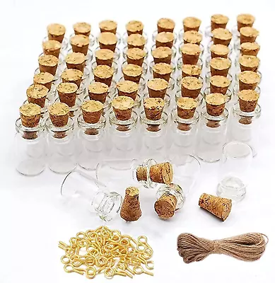 100 Pcs 0.5ml Cork Bottles Vials Clear Glass Bottles Mini Tiny Jars Bottles With • $23.74