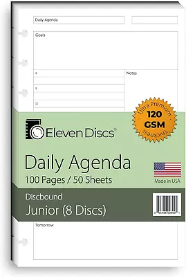 Discbound Paper Junior Size Undated Daily Agenda Sheets - Premium • $26.81