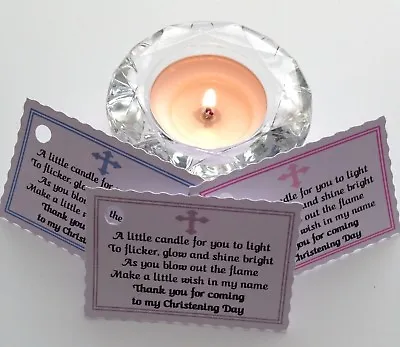 £1 • Buy 10 Thank You Favour Candle Tags For Christening Baptism Can Be Personalised