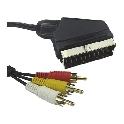 £3.59 • Buy 1.5m SCART Cable To Red White Yellow 3 Triple RCA Phono Audio Video TV AV Lead