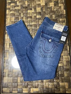 True Religion Jeans Mens Rocco SN Flap Skinny Blue Size 36x32 • $49.99