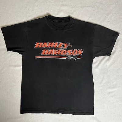 Vintage 1990 Harley Davidson Racing T Shirt Size Medium Wabash Indiana IN Tee • $36