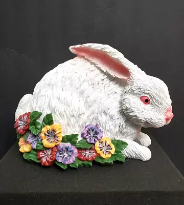 White Rabbit Bunny Garden Resin  Sculpture 90's  Lawn Decor 10  • $12.95