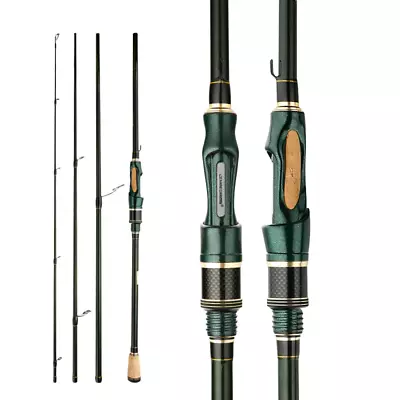 Spinning Casting Carbon Fishing Rod 4-5 Sections 1.8M/2.1M/2.4M Portable Travel • $26.99