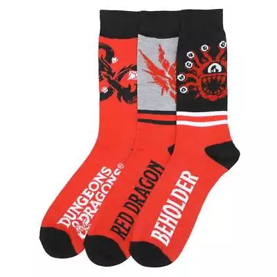 Dungeons & Dragons Monsters Casual Crew Socks 3-Pack Men's 10-13 • $29.99