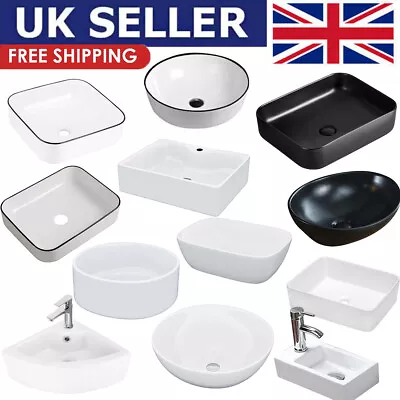 Bathroom Vanity Ceramic Bathroom Basin Sink Hand Wash Counter Top / Wall Mounted • £31.50