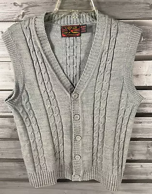 Vintage 70s Sundowner Cable Knit Sweater Vest Mens M/Small Retro Dad Grandpa • $16.74