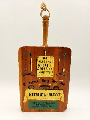 MCM Wall Plaque  LIKE MY KITCHEN BEST  Small Wood Cutting Board Vintage Decor  • $19.29