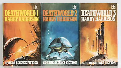 £15 • Buy HARRY HARRISON Deathworld Trilogy - 1973 Sphere Books 1st Thus - Vintage Sci-Fi