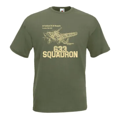 633 Squadron T-Shirt De Havilland Mosquito Plane WW2 Blueprints Birthday Gift  • £14.99