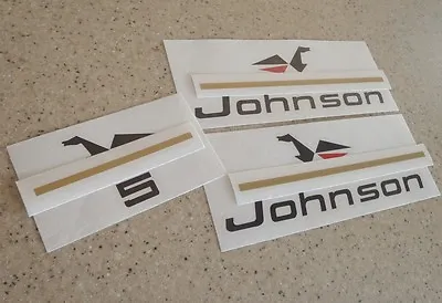 Johnson Vintage Outboard Motor 5 HP Decal Kit FREE SHIP + FREE Fish Decal! • $15