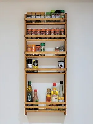 Spice & Oil Bottle Rack 5 Shelf Cupboard Larder Kitchen Storage Light Oak • £87.50