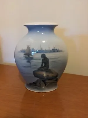 Royal Copenhagen 9  Seascape Vase - Mermaid Overseeing Harbor - Mint Condition  • $89