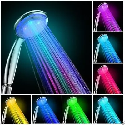 Handheld 7 Color Changing LED Light Water Bath Home Bathroom Shower Head Glow • $11.50