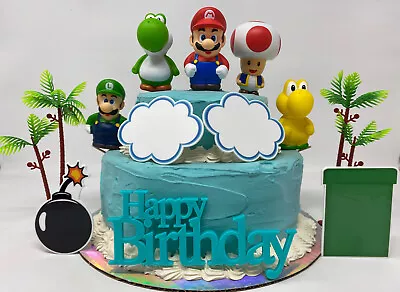 Mario Brothers Birthday Cake Toppers Set Brand New Featuring Mario • $14.99