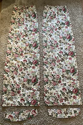 £40 • Buy PAIR Vintage SANDERSON? Lined Curtains Roses Floral Tie Backs