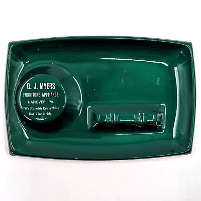 Green Enamel Metal Advertising Ashtray “Everything But The Bride” Hanover PA • $15.99