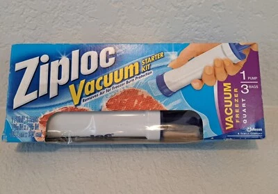 $14.99 • Buy Ziploc Vacuum Sealer Starter Kit 1 Pump & 3 Quart Bags NEW With Box Damage