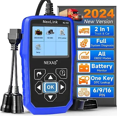 NEXAS NL102 Heavy Duty Diesel Truck Scanner Diagnostic Tool OBD2 HD Code Reader • $135.99