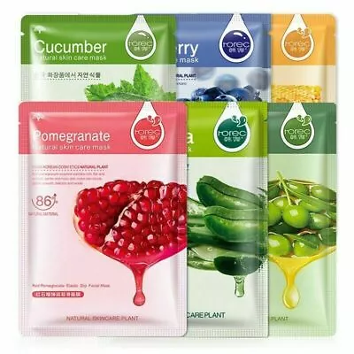 Natural Moisturising Hydrating Face Mask Sheet Facial Mask Pack Of 6 UK Seller • £6.70