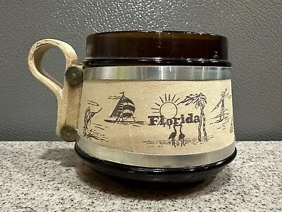 Vintage Siesta Ware Florida Souvenir Short Mug Cup Barrell Wood Handle Rare Find • $10