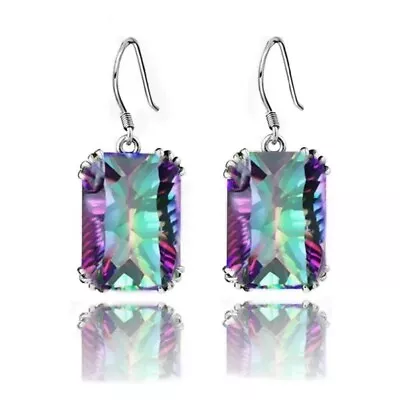 Elegant Rainbow Mystical Fire Topaz 925 Sterling Silver Fashion Jewelry Earrings • $15.74