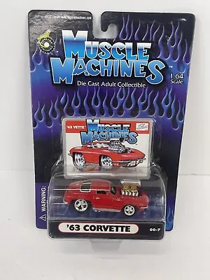 2000 Muscle Machines Red '63 Corvette Diecast 1:64 Funline Vehicle 00-7 • $17.99
