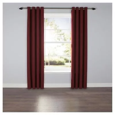 Pair Textured Plain Red Lined Eyelet Curtains 64 X 72 Cm Lounge Bedroom Dining  • £24.99