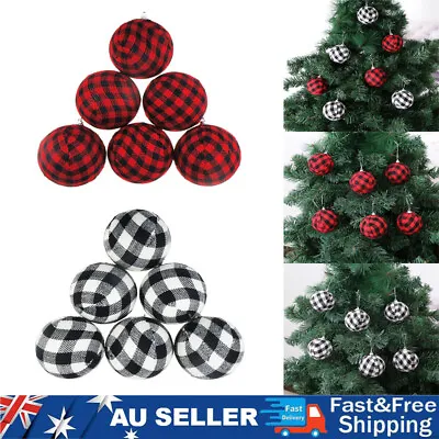 6PK Christmas Tree Balls Buffalo Plaid Ball Baubles Hanging Ornament Party Decor • $13.20