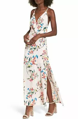 Lush Womens Pink Floral High Thigh Slit Surplice Maxi Dress Size XS  RU • $22.39