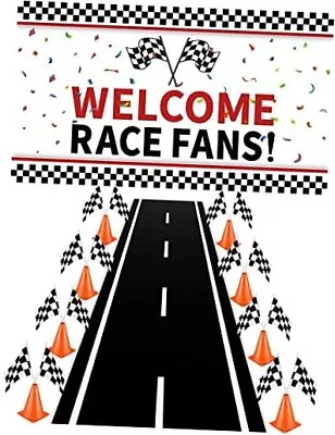 26Pcs Race Car Party Decoration Include 1 Welcome Fans Backdrop 8 Mini Traffic  • $46.89