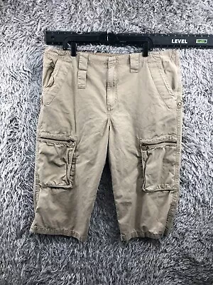 DKNY Capri Cargo Pants Mens Size 40 Mid Rise Medium Wash Beige • $12.95