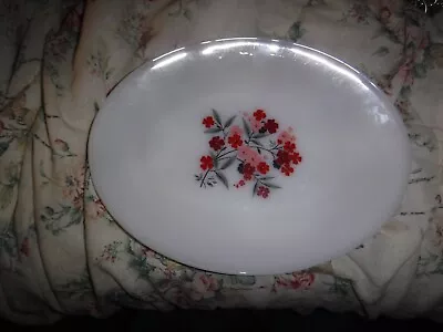 Vintage Primrose Fluerette Fire King Milk Glass 50's Platter Serving Plate Tray • $22.98